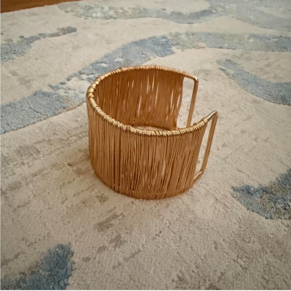 Gold Fringe Cuff Bangle Bracelet